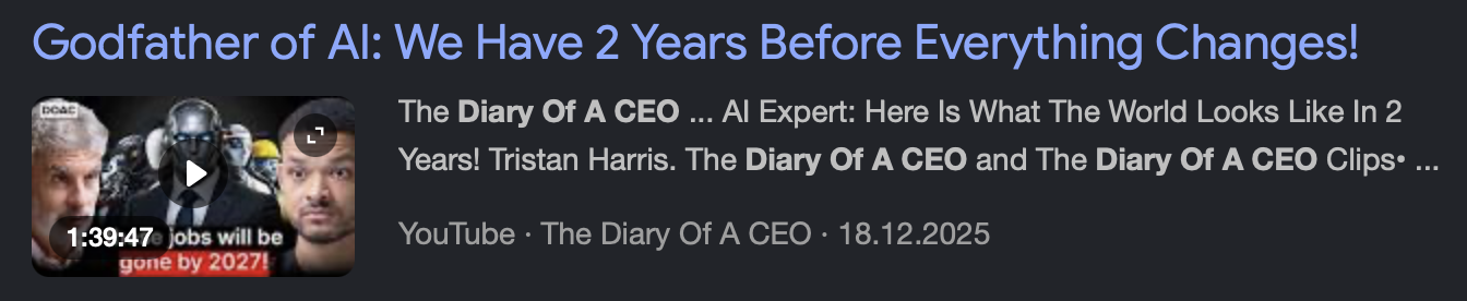 Google Suchergebnis für die Folge „we have 2 years before everything changes“ von Diary of a CEO