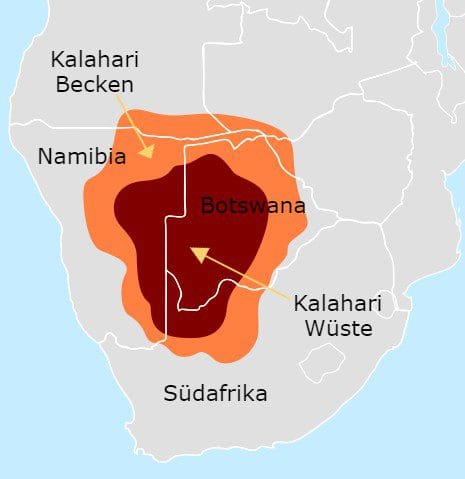 Geografische Lage der Kalahari-Wüste in Afrika